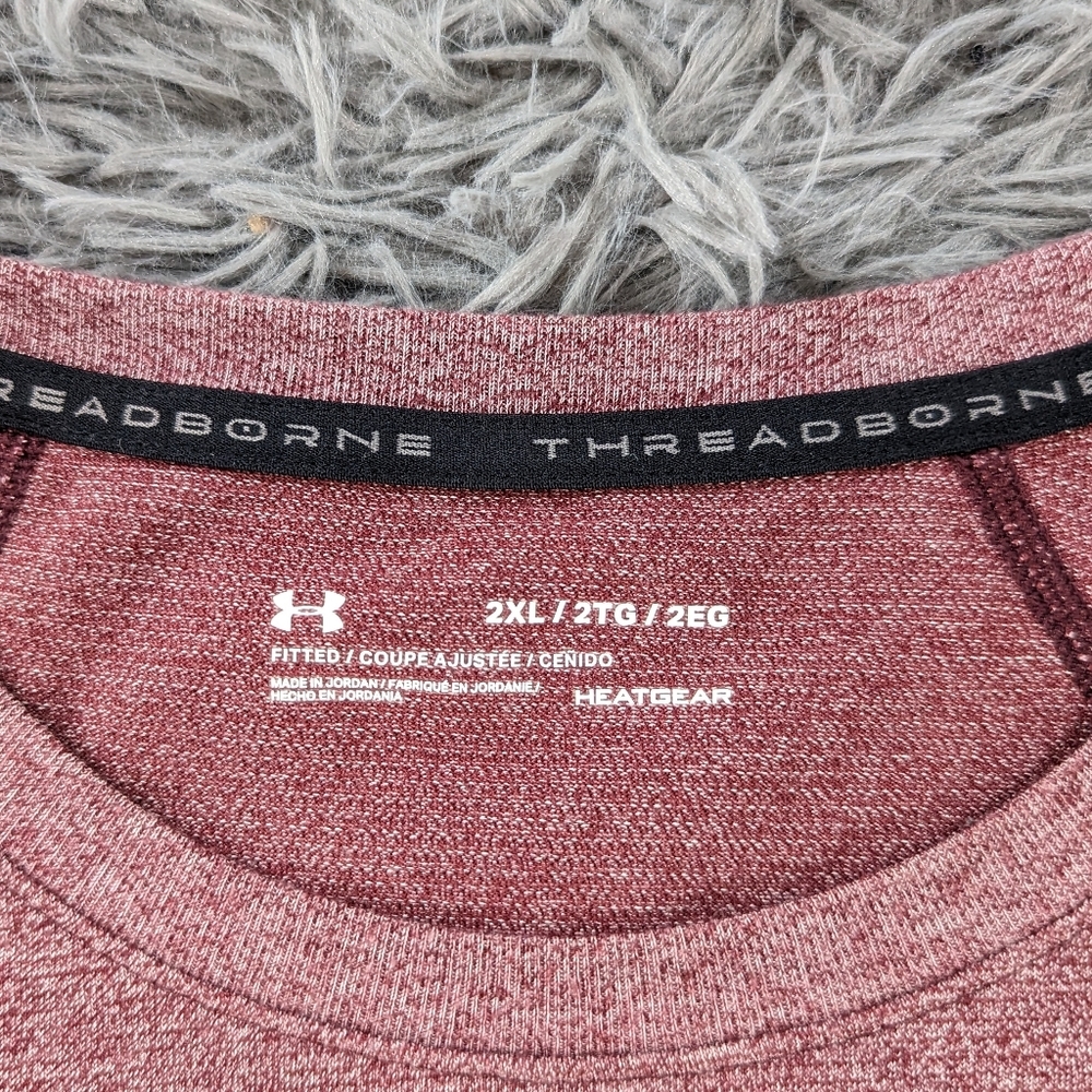 Under Armour Men's Long Sleeve Heathered Pink Performance Shirt - Picture 6 of 6